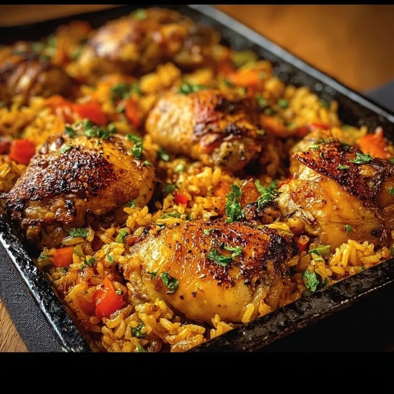 Delicious Caribbean Chicken served with rice, a vibrant tropical dish.