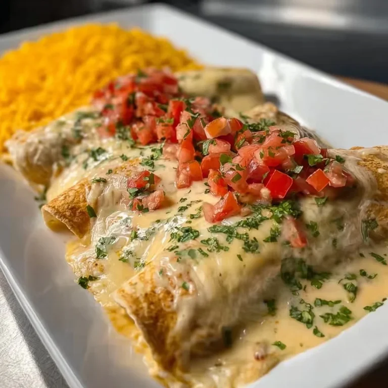 Delicious cheese chicken enchiladas garnished with fresh herbs and salsa