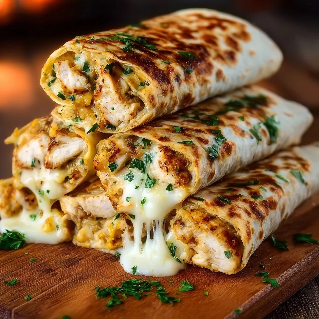 Cheesy Garlic Chicken Wraps