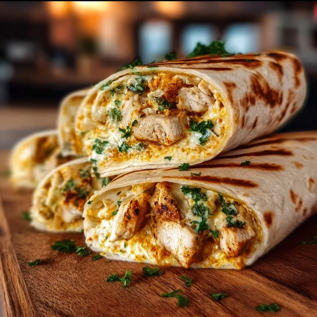 Cheesy Garlic Chicken Wraps