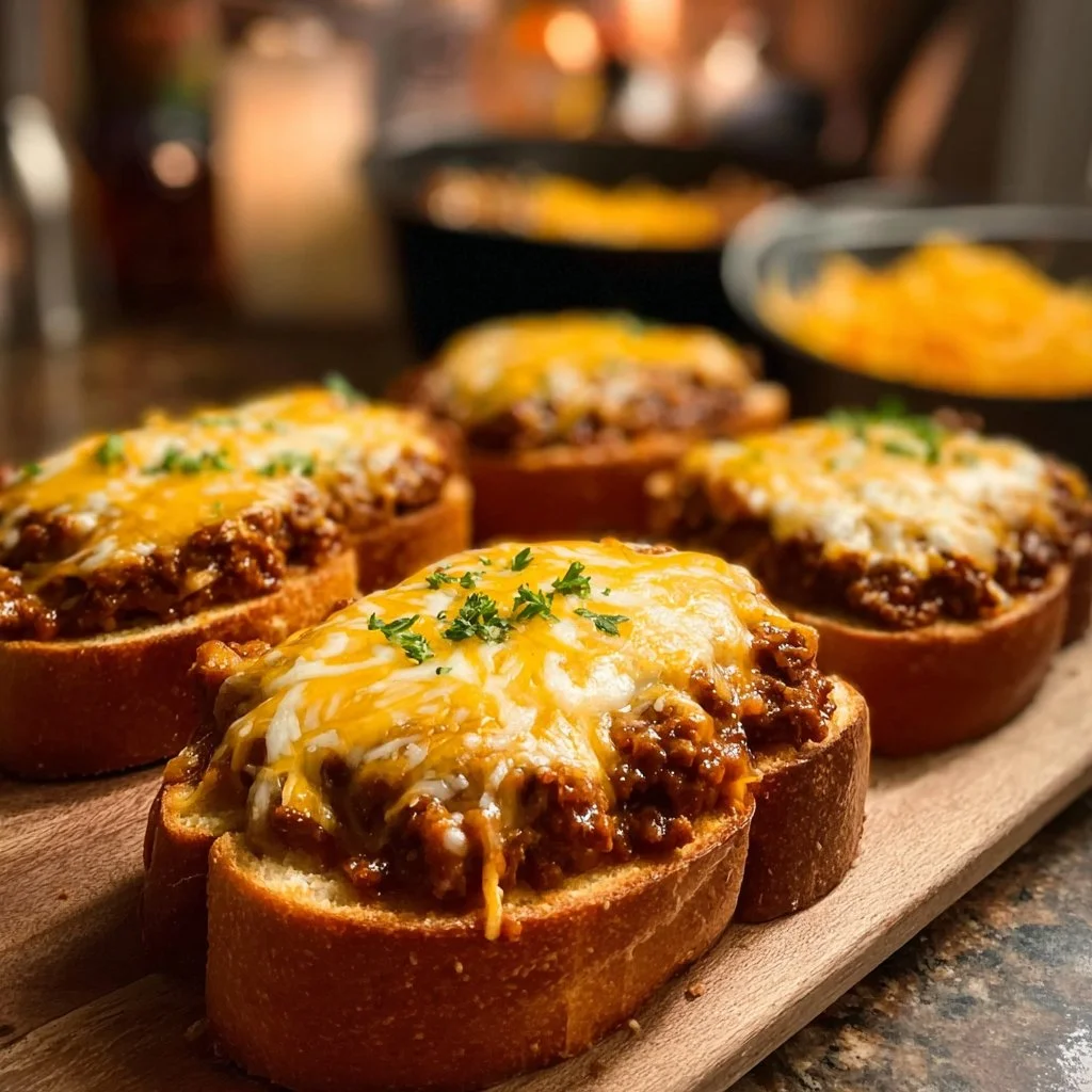 Cheesy Sloppy Joe Toasts