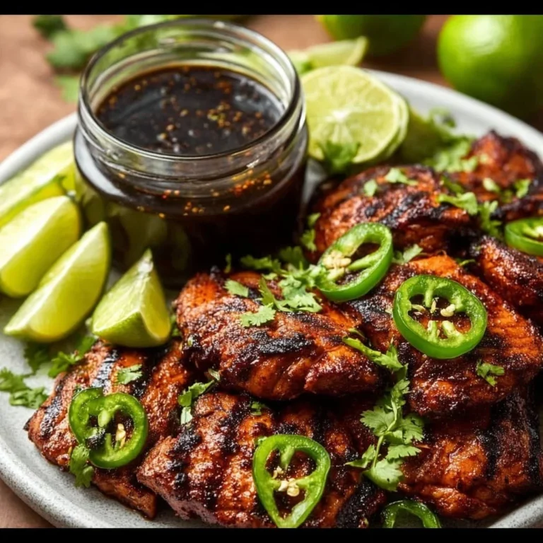 Chili Lime Marinade in a bowl with fresh ingredients for grilling