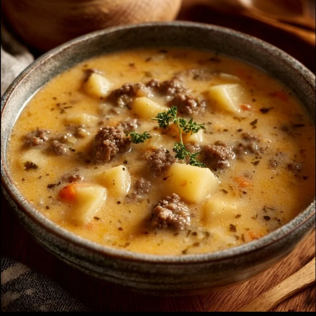 Crockpot Creamy Potato & Hamburger Soup
