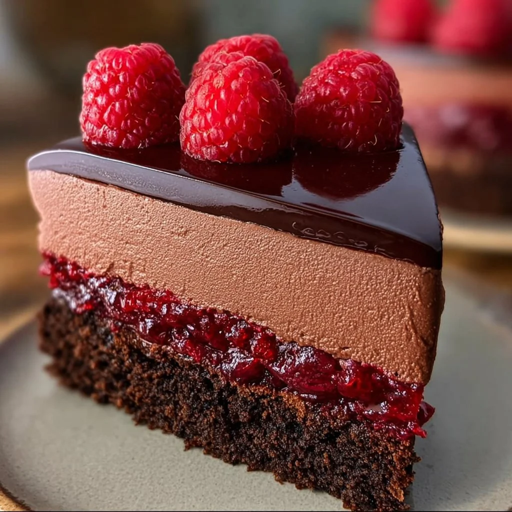 Dark Chocolate Raspberry Mousse Cake