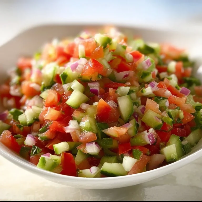 A colorful bowl of fresh Shirazi Salad with cucumber, tomato, and herbs