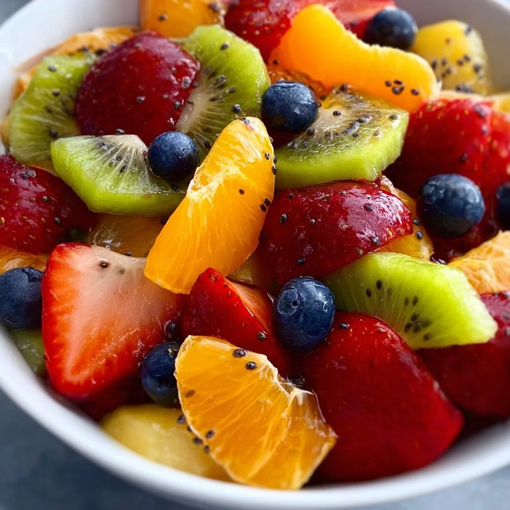 Fresh Fruit Salad with Honey Lime Poppy Seed Dressing