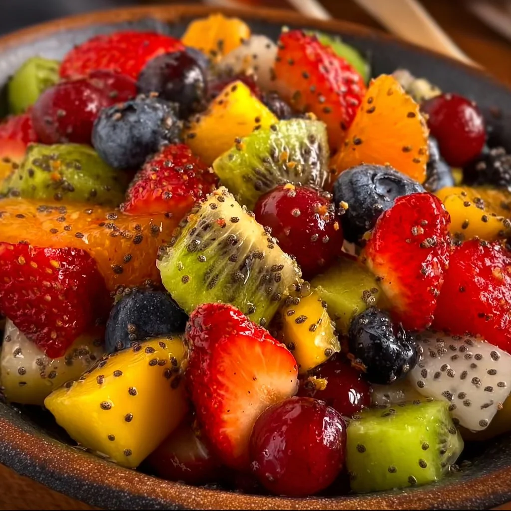 Fresh Fruit Salad with Honey Lime Poppy Seed Dressing