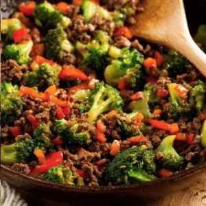 Delicious dish of ground beef and broccoli served in a bowl