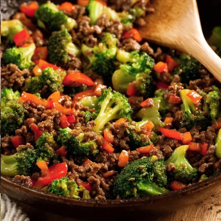 Delicious dish of ground beef and broccoli served in a bowl