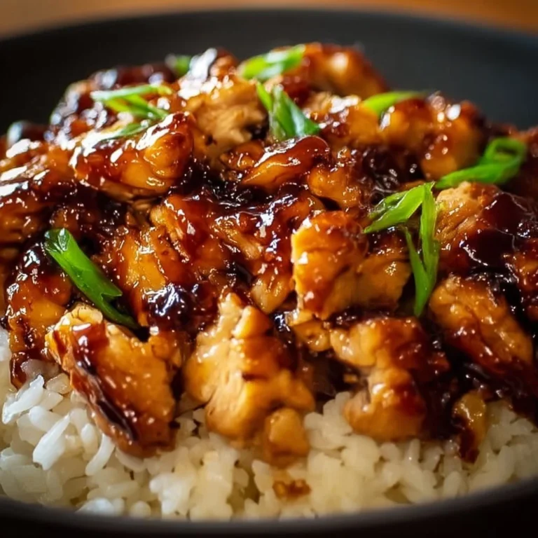 Delicious Honey BBQ Chicken served over rice with fresh herbs