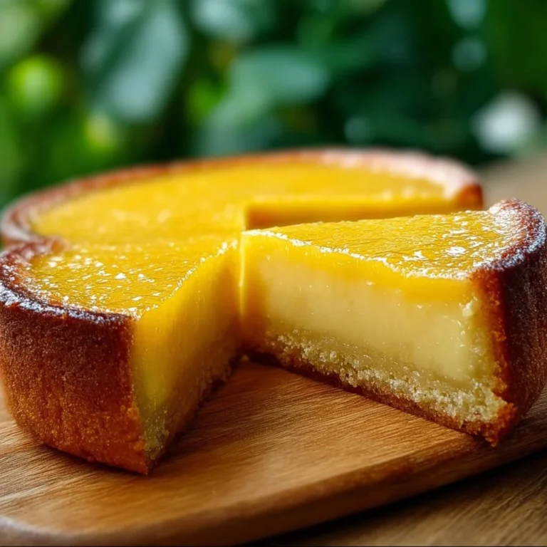 Slice of Italian Grandma's Lemon Custard Cake with lemon zest garnish