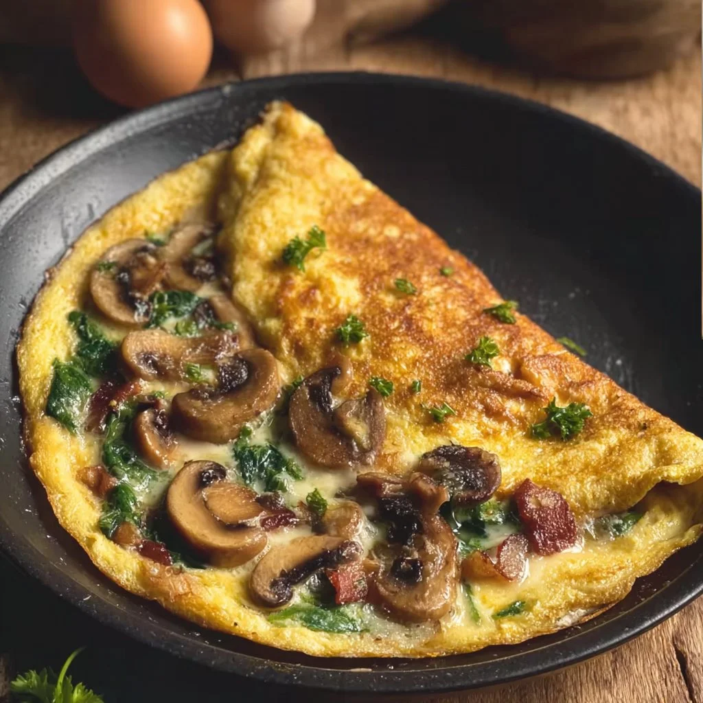 Keto Bacon & Mushroom Omelette