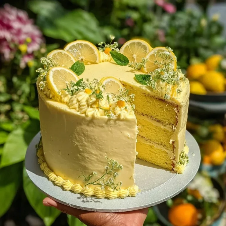 Lemon Chantilly Cake adorned with fresh lemon slices and whipped cream