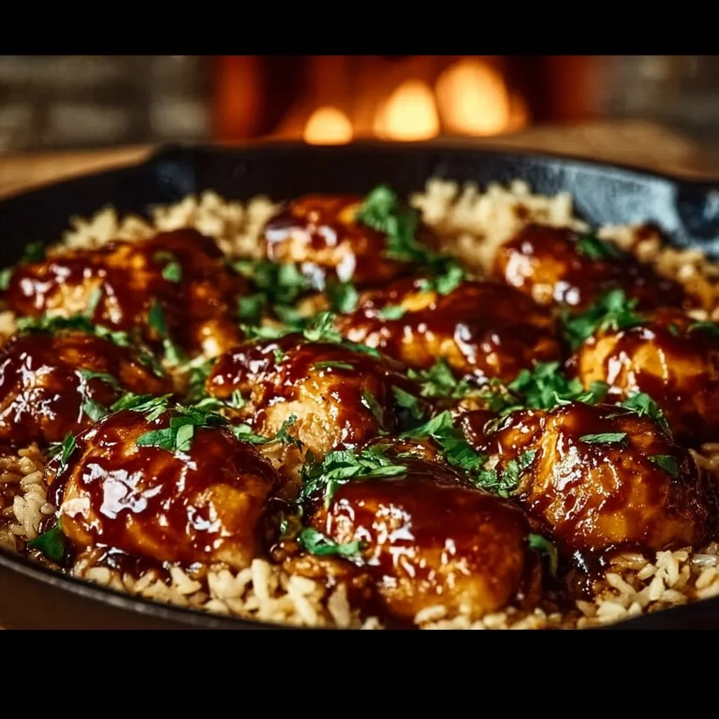 One-Pan Honey BBQ Chicken & Rice