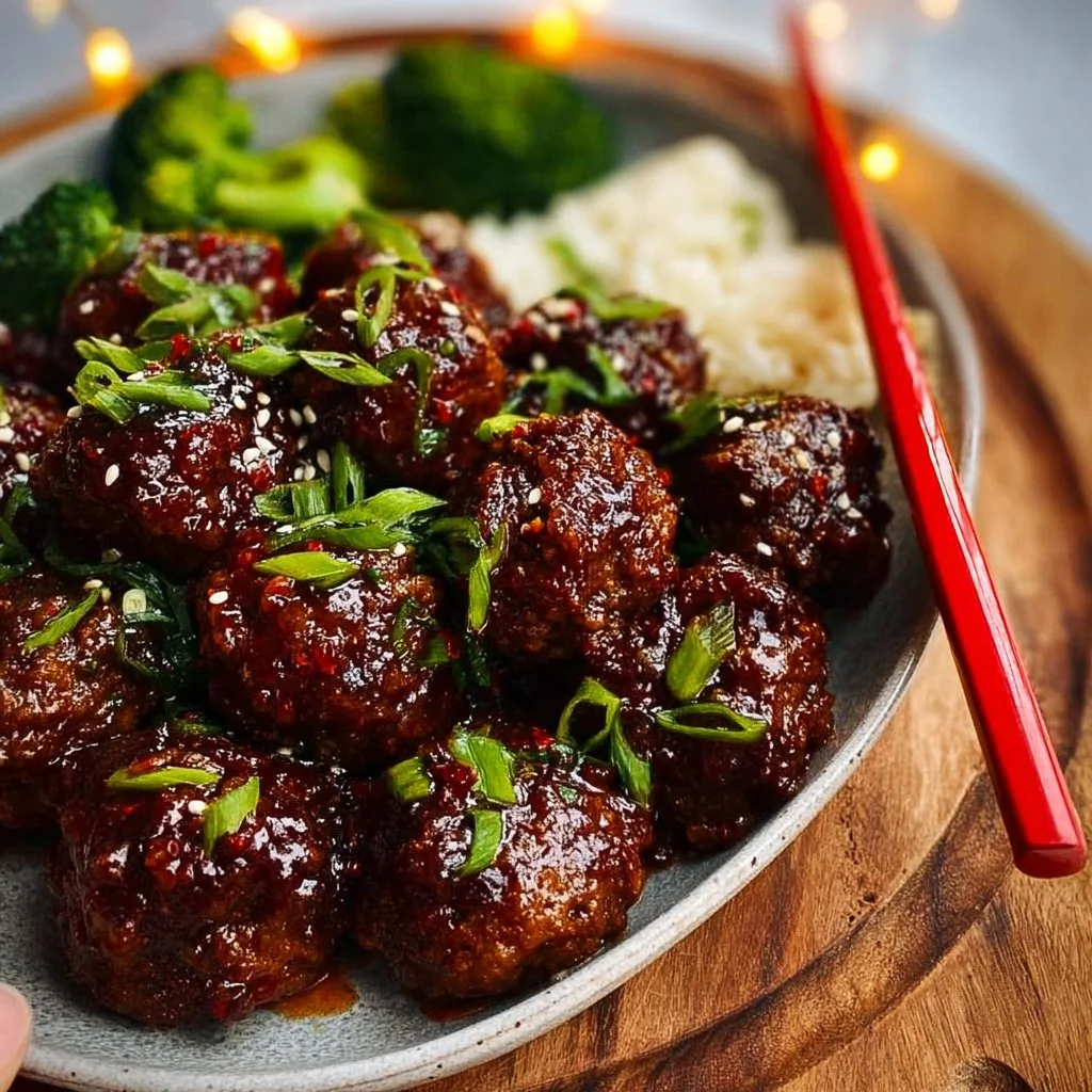 Sticky Mongolian Beef Meatballs