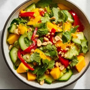 Thai Mango Salad with vibrant fruits and herbs on a plate